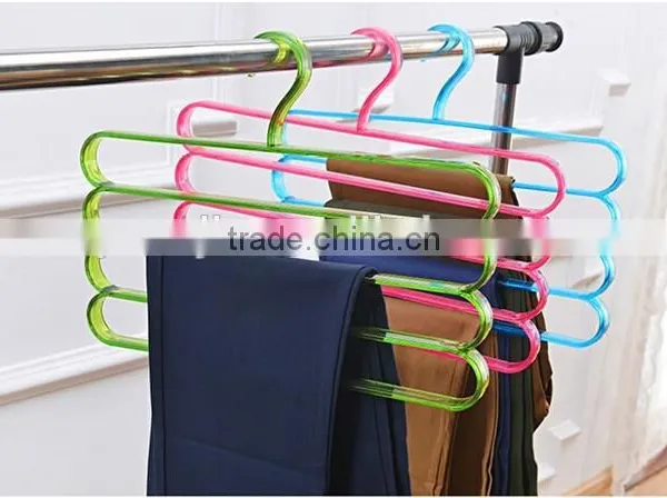 Fashion Colorful 4Layer Plastic Trousers Hanger Towel Hanger Clothes Hanger photo-3