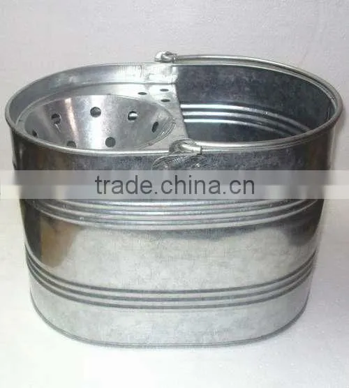 16 L Galvanised House Hold Seamless Mop Bucket With Wringer, Metal Mop Bucket, Galvanized Mop Bucket photo-3