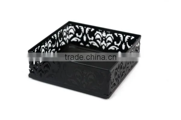 Black Metal Punched Desktop Stationery Sundry Storage Basket photo-2