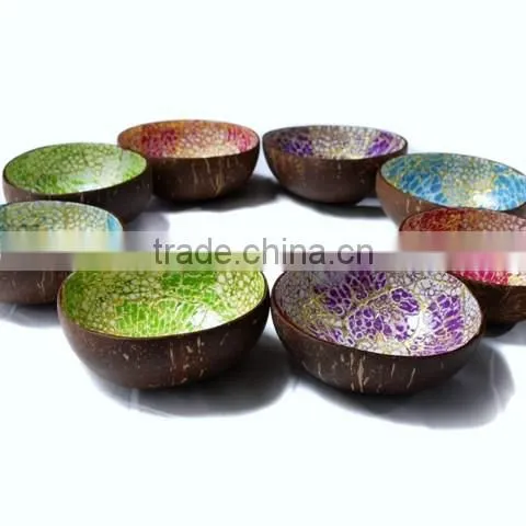 Vietnam Lacquer Coconut Shell Bowl / Mother of Pearl Inlaid Lacquer Bowl photo-4