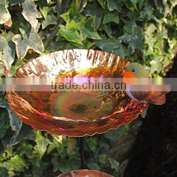 Modern Metal Copper Chalice Garden Bird Bath Sculpture photo-4