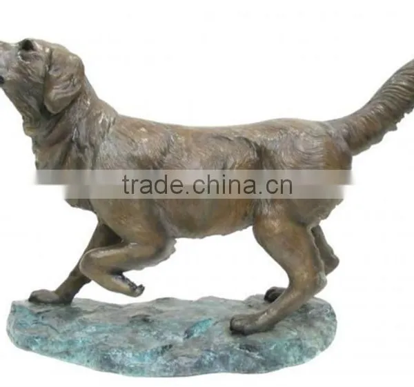 High Quality Lif Size Animal Dog Sculpture Golden Retriever Bronze Statues photo-2