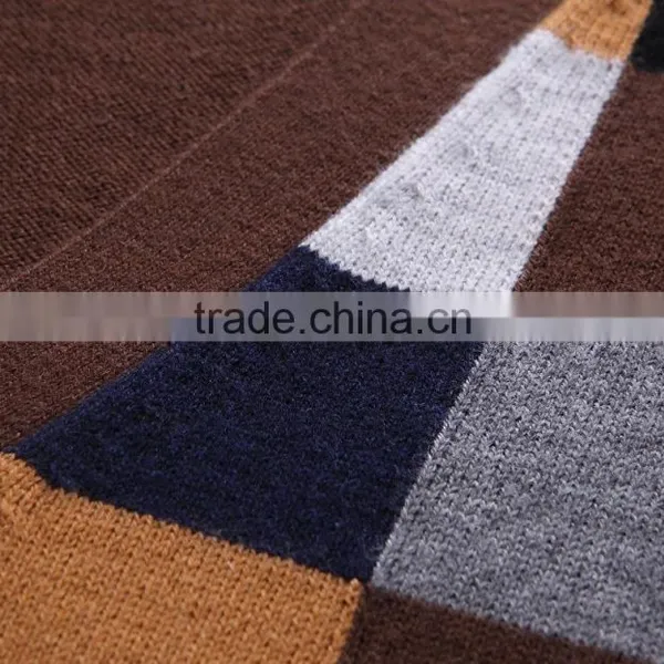 100% Fine Wool Men's Brown Pattern Knitwear Cardigan photo-4
