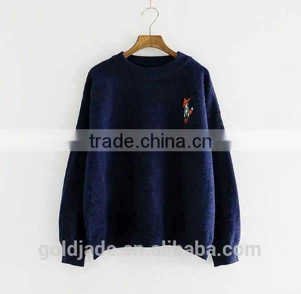 2016 New Korean Style Spring Winter Autumn Round Neck Long Sleeve Plain Women Sweater photo-3