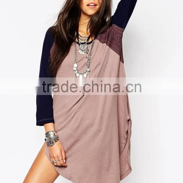China Factory OEM ODM 2015 New Fashion Customized Round Neckline Tunic With Crochet Lace Back photo-2