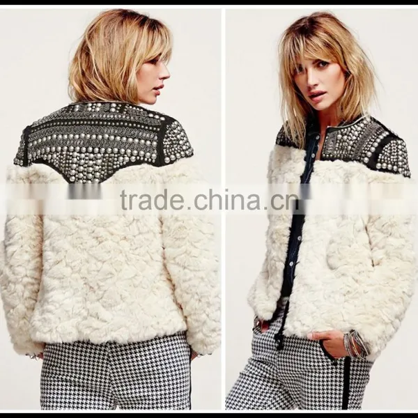 Star Loves European Style Lamb Wool Coat Jacket With Rivet photo-3