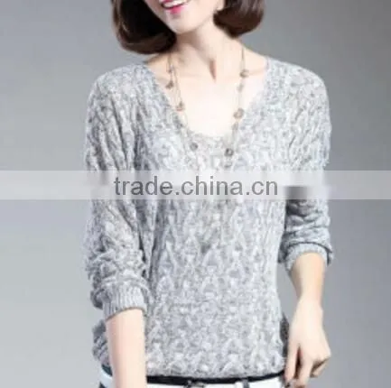 Wool Knitted Sweater for Women,colorful Beaded Neck Pullover for Lady's Wear
