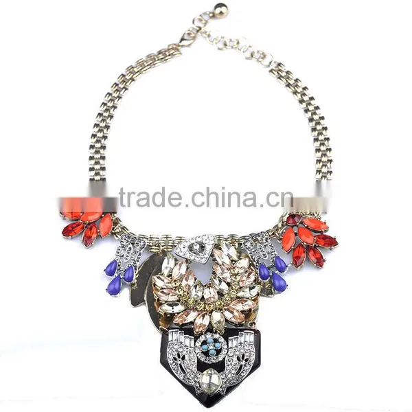 Big Brand Multicolor Rhinestone Alloy Statement Necklace Jewelry for Women photo-3