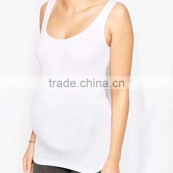 Plain White Maternity Tank Cheap Wholesale Maternity Clothes photo-4