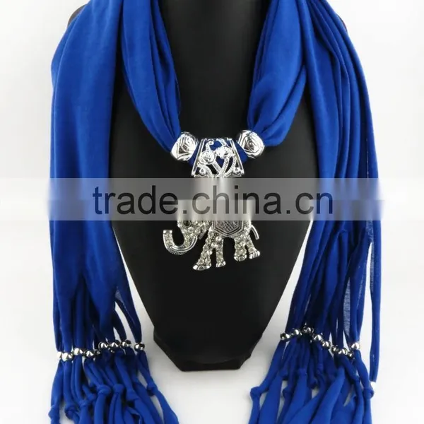 Vintage Turquoise Butterfly Pendant Jewelry Scarves High End Women Long Jewelry Scarves Solid Light Blue Jewelry Scarves photo-6