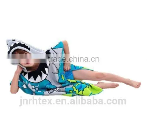 Cute Blue Beach Pool Microfiber Hooded Poncho Towel for Boys photo-3