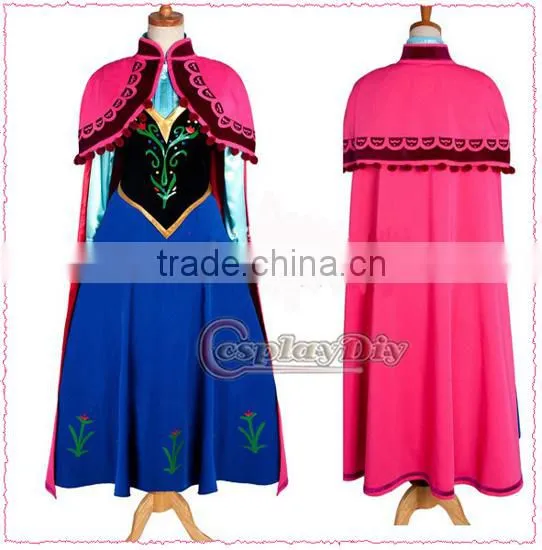 Movie Frozen Deluxe Anna Princess Dress Cosplay Costume Custom Made