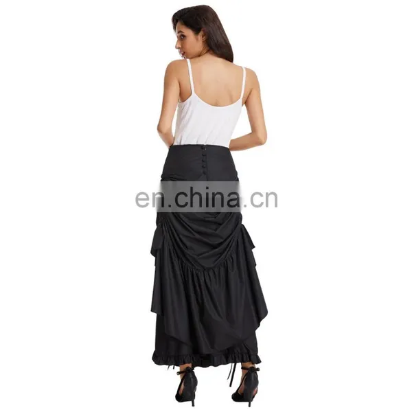 Belle Poque Vintage Retro Gothic Victorian Edwardian Bustle Style Black Skirt BP000405-1 photo-3