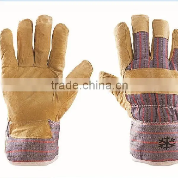 Ironton Split Cowhide Palm Work Gloves With Knuckle Strap