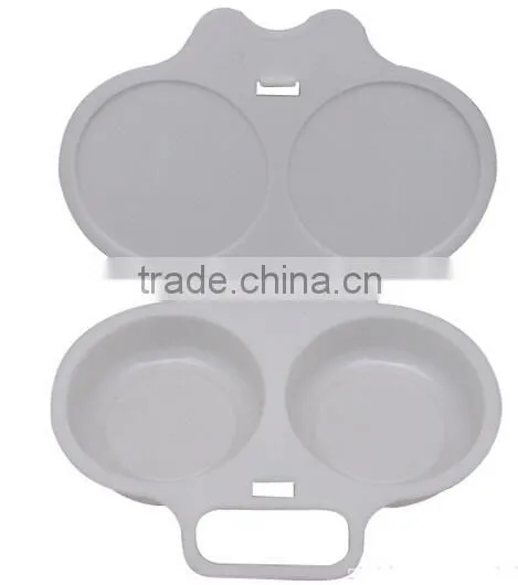 A HANDY TWIN EGG POACHER W/HINGED LID IN MICROWAVE OVEN photo-3