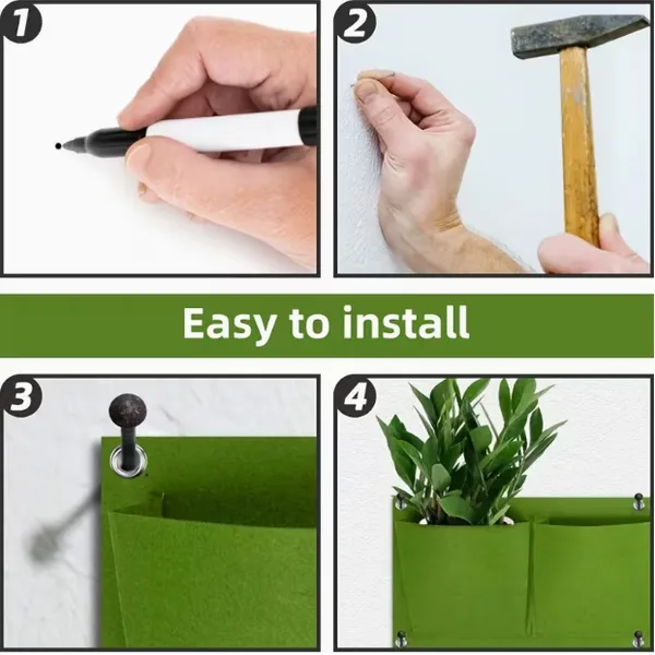 Customizable 4/6/7/12/36 Pockets Vertical Garden Planter Wall Hanging Fabric Planting Bags for Green Wall photo-3