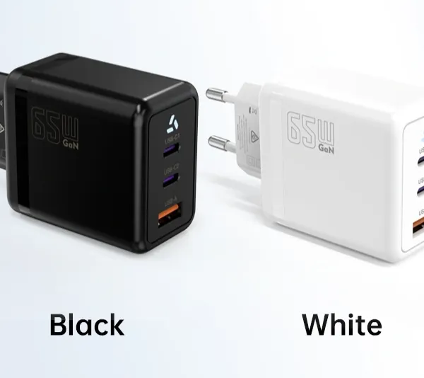 USB-C GaN Wall Charger 65W for Home Office Setup, Powering Laptop, Tablet, and Phone Simultaneously, 3-Outlet photo-3