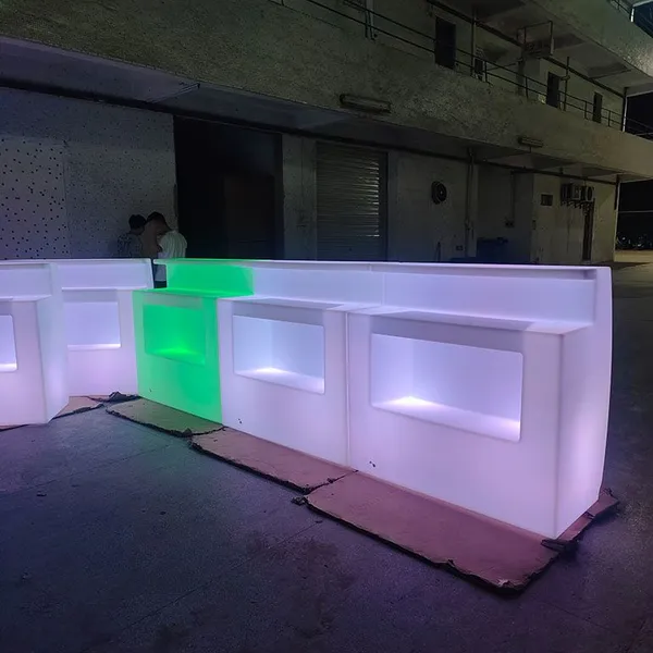Modern Rustic LED Bar Counter Table Commercial Top Hookah Illuminated Party Furniture Plastic Lounge Bar Hotels Parks photo-3