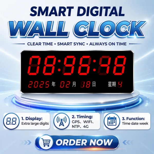 Standard Digital Synchronous Clock System | NTP PoE LED Digital Synchronized Time Display System