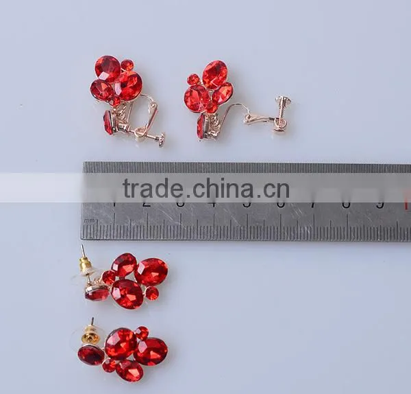 High Quality Jewelry White and Red Diamond Alloy Plating Silver Necklace Set photo-2