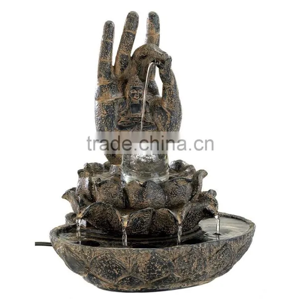 Gifts and Decor Hand of Buddha Stone Like Indoor Table Water Fountain