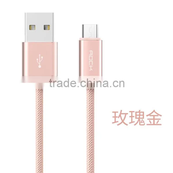 ROCK Metal Weave Micro Cable for Samsung s7 Edge/s7 1m Nylon 2.1A Quick Charging and Data Sync Micro USB Cable for Huawei/HTC photo-5