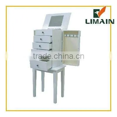 Standing jewelry cabinet mirror