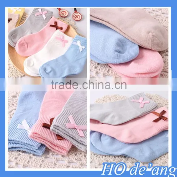 2016 Hot Selling Combed Cotton Baby Socks Cute Bow Skid Children Baby Socks MHo-205 photo-2