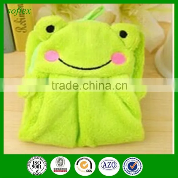 Cartoon Design Decorative CORAL FLEECE Microfiber Children Hand Towel Frog photo-2