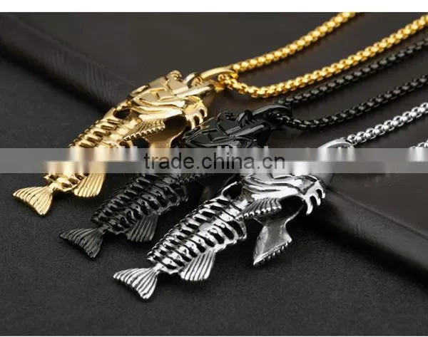 Stainless Steel Black Metal Jewelry Fish Necklace photo-4