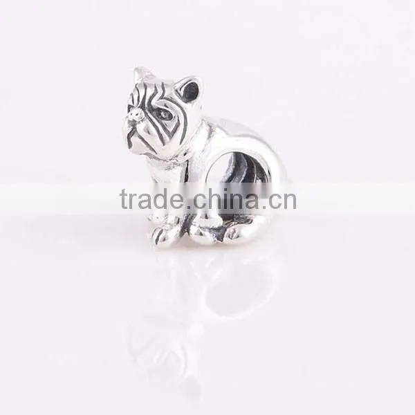 925 Sterling Silver Charm Beads Bracelet Bulldog Charm photo-2