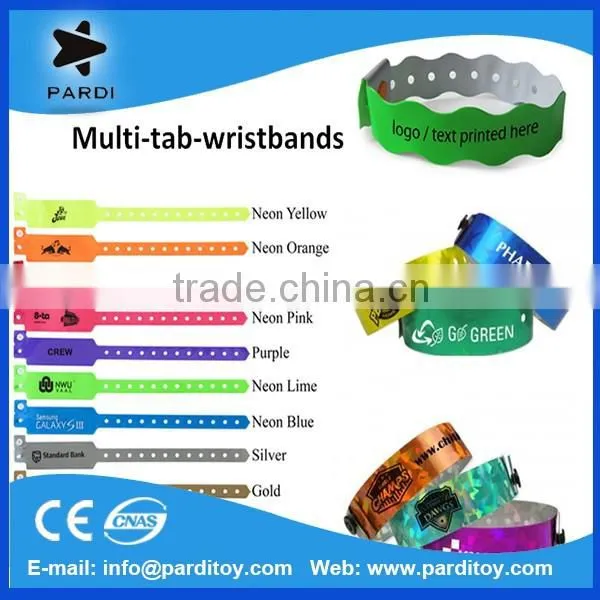 Promo Removable Tabs Vinyl Wristband With Logo Print