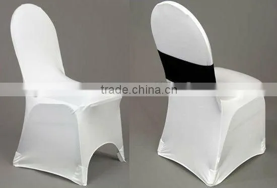 White Lycra Chair Cover With Black Band for Wedding