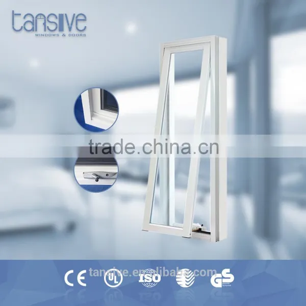 White Chain Winder Aluminum Double Glass Awning Windows