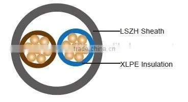 Two-core 600/1000V XLPE Insulated Cable, LSZH Sheath Cables to BS 8573