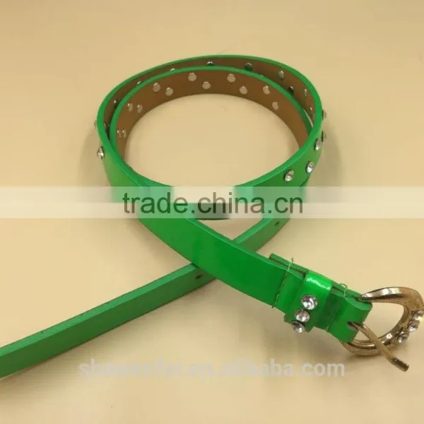 Women Style Fine PU Green Skinny Belt for Ladies