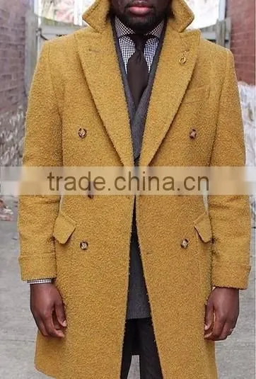 2016 Hot Double Breasted Yellow Turkish Long Coats photo-2