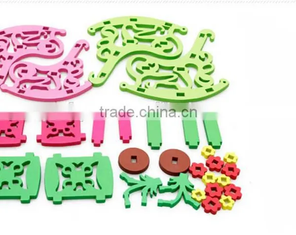 2016 New Design Colorful Chair Happy Wooden 3d Puzzle for Kids photo-3