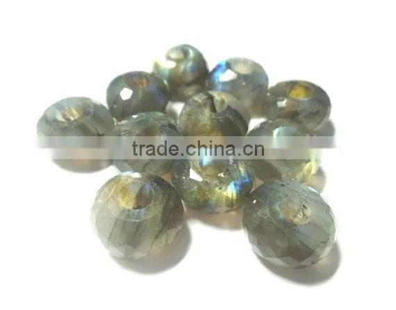 Natural Beautiful Gorgeous Labradorite Faceted Stylist Roundel Big Hole Beads