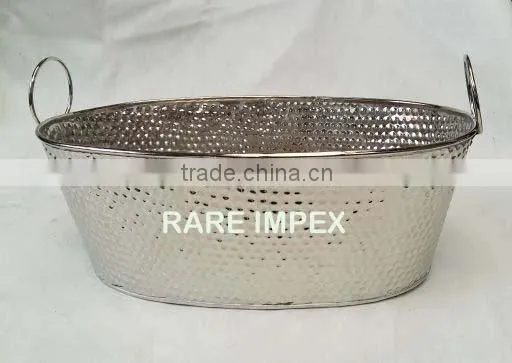 Nickel Finish Iron Planter Tub
