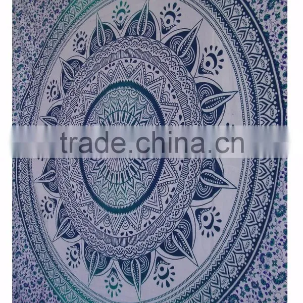 Queen Size Hippie Ombre Indian Cotton Mandala Tapestry photo-5