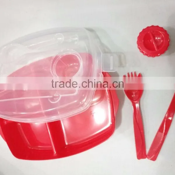 Plastic Lunch Box Food Storage Container With Fork and Knives photo-2