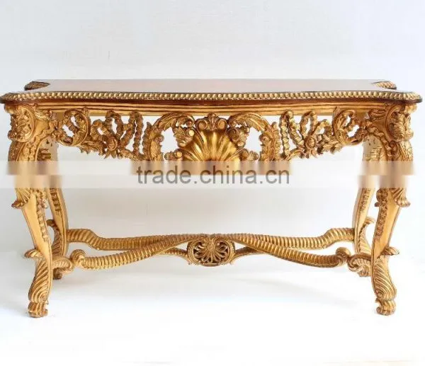 Medieval Reproduction Furniture Sets Wood Veneer Top Console Table With Wall Mirror photo-2