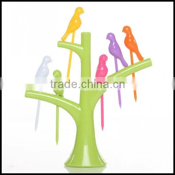 Eco-friendly Creative Cute Design Bird Shape ABS Plastic Fruit Fork Wholesale photo-3