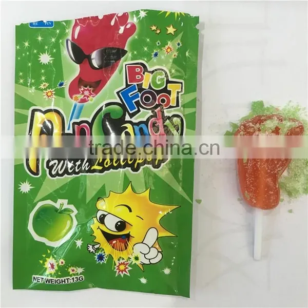 13g Popping+Lollipop Mixed Flavors Big Foot Pop Candy With Lollipop photo-2