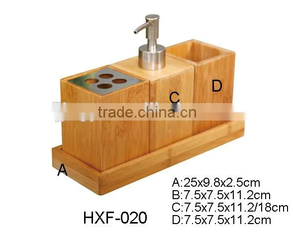 Elegant Nature Bamboo Bathroom Accessory for Toothbrush Holder and Soap Dispenser
