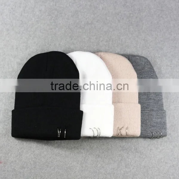 Hoop Ring 100% Acrylic Winter Hats And Blank CC Beanies photo-2
