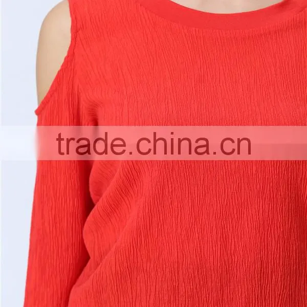 Round Neck Cutout Shoulders Design Accept Small Order Quantity Factory Price Fashion Casual Women Tops/Blouse photo-6