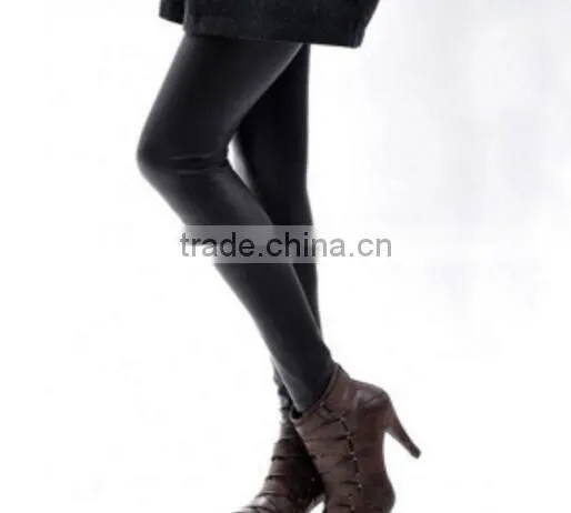 Wholesale Faux Suede High Waist Leggings Tan Breathable Women Legging Pants photo-2