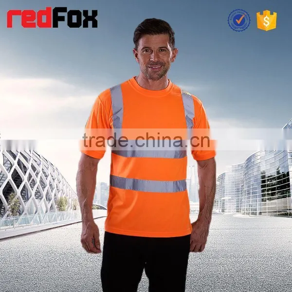 Fluorescent Color T-shirt Short Sleeve 100% Polyster Safety T-shirt Mesh T-shirt Polo Vest photo-2